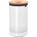 Brabantia - Corbeille à Linge - Couvercle en Liège - Portable Sac à Linge - Corbeille avec des Orifices de Ventilation - Pas de Rayures - Matériaux Durables Résistants à la Corrosion - Blanc - 60 L : Cuisine et Maison