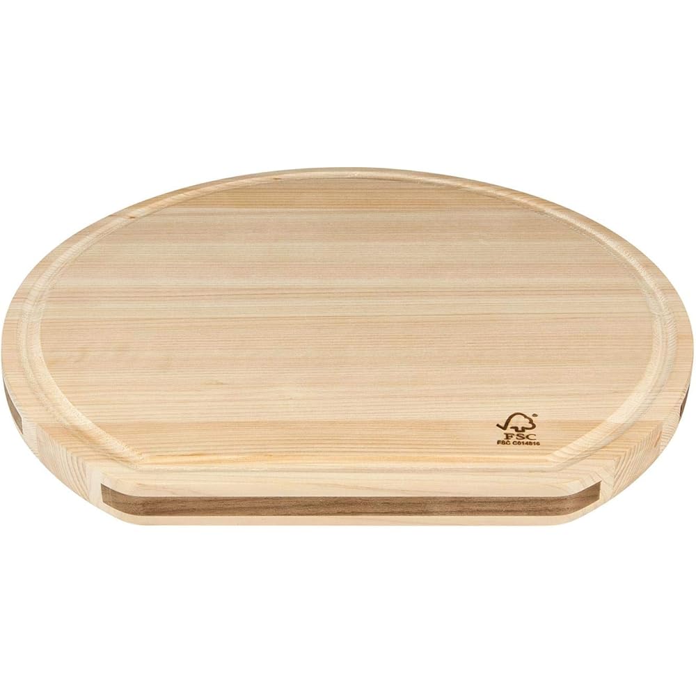KAI Shun Planche Réversible Hinoki D-Type - utilisation double face, dos avec rigole à jus - cyprès japonais - dimensions 36 x 33 x 2,5 cm planche à découper planche en bois pour découper : Cuisine et Maison