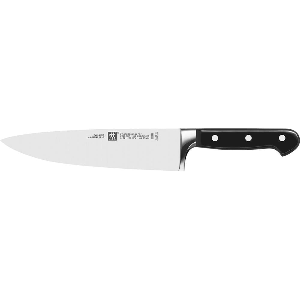 ZWILLING Couteau de Chef, Lame : 20 cm, Large Lame, Acier Inoxydable, Manche Noir, série Professional S : Cuisine et Maison