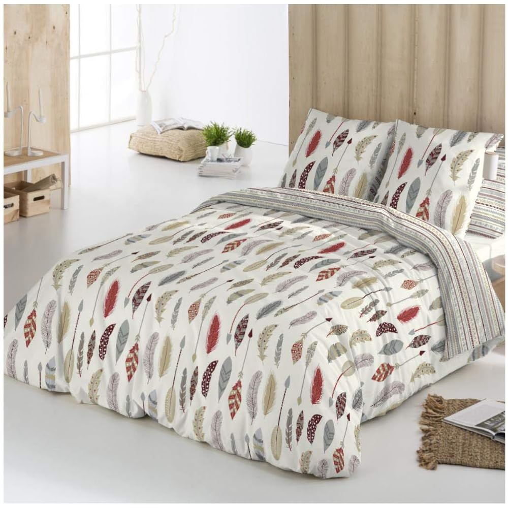 COTTON ARTean Housse de couette réversible pour lit de 200 cm 100 % coton : Cuisine et Maison