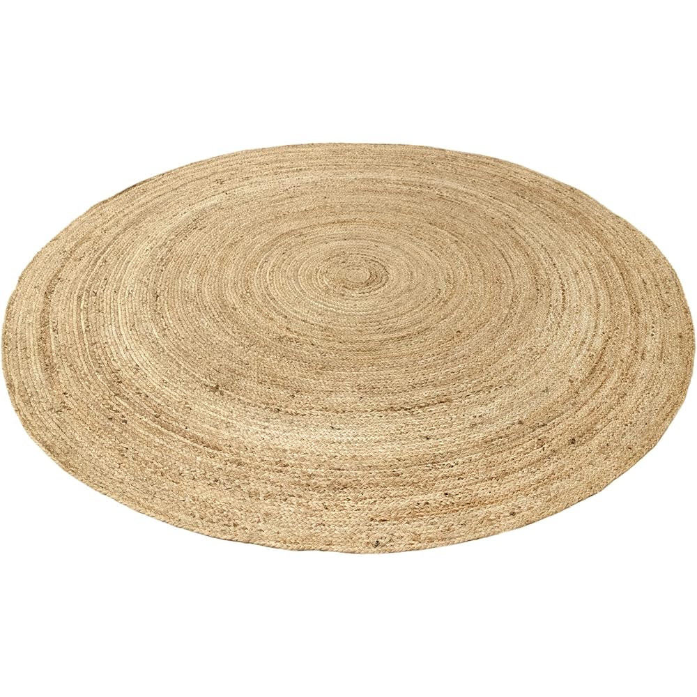 HAMID - Tapis Jute Naturel, Jute Alhambra Rond, Tressé à la Main, Tapis 100% Fibre de Jute pour Salon, Chambre, Décoration, (200x200cm) : Cuisine et Maison