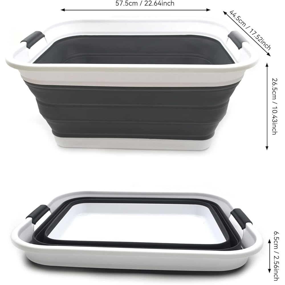 SAMMART 42 Litre Panier à linge pliable en plastique - Conteneur de rangement/organisateur pliable - Bac de lavage portable - Panier/panier peu encombrant : Cuisine et Maison