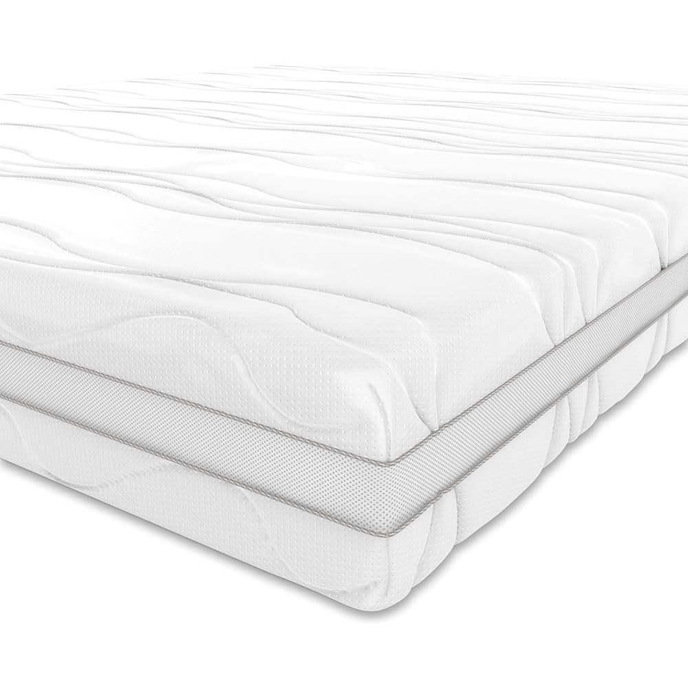 Amazon Basics Matelas 7 zones en mousse à mémoire de forme, Moyenne ferme (H3), 140 x 200 x 20 cm, Blanc : Cuisine et Maison