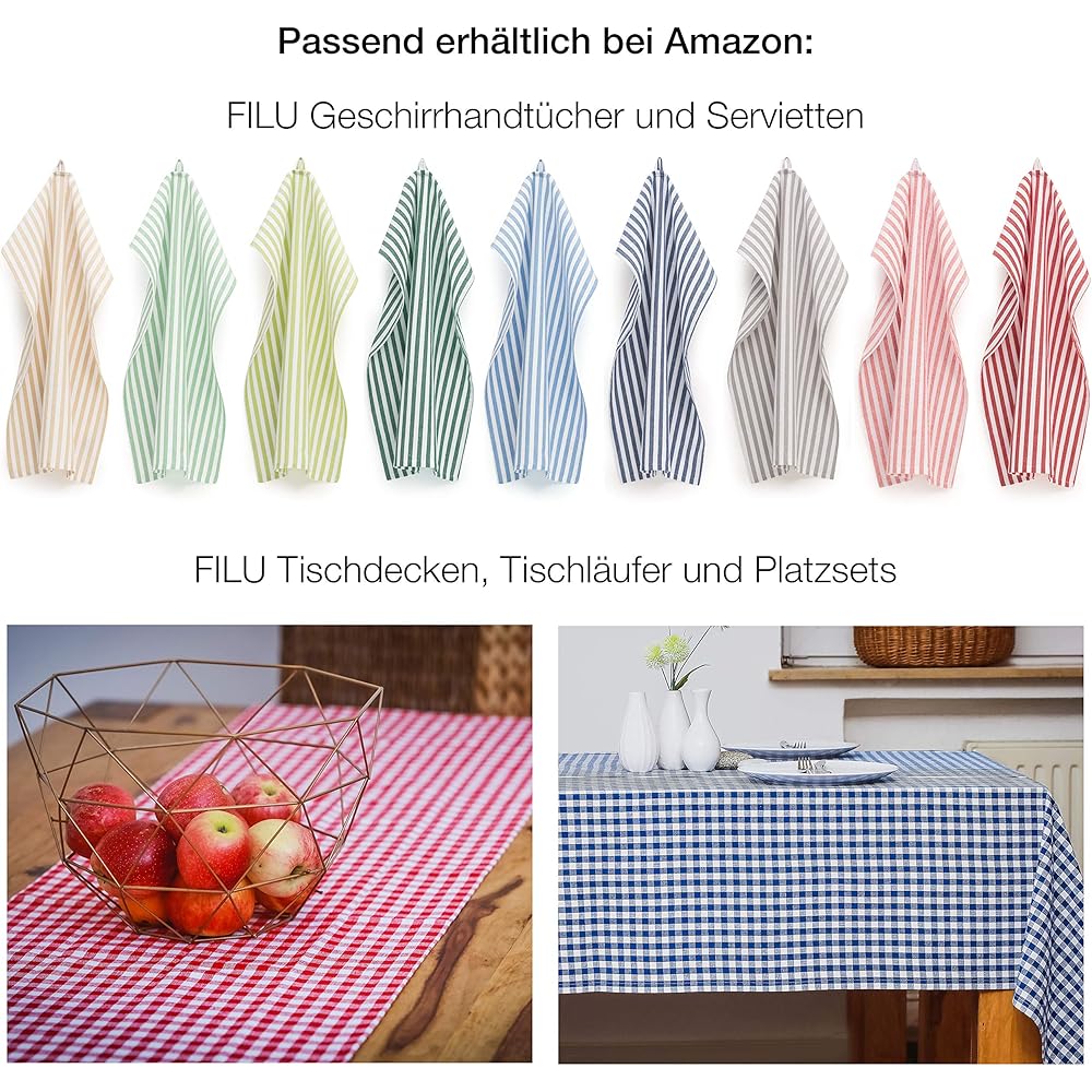 FILU Torchons Paquet de 8 (100% Coton) (Couleur et Design au Choix) 45 x 70 cm - torchons de Cuisine de Haute qualité : Cuisine et Maison