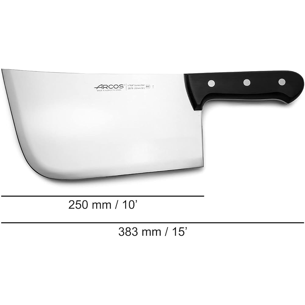 Arcos Couteau de Boucher en Acier Inoxydable Nitrum – Manche en Polyoxyméthylène (POM), Idéal pour Découper – Couleur Noire, Série Universelle : Cuisine et Maison