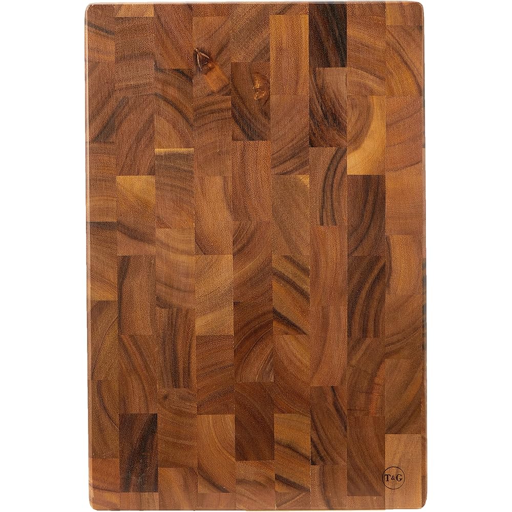 T&amp;G Planche à découper avec rainures pour Les Doigts End Grain, Bois Dense, Style 3, Taille L : Cuisine et Maison