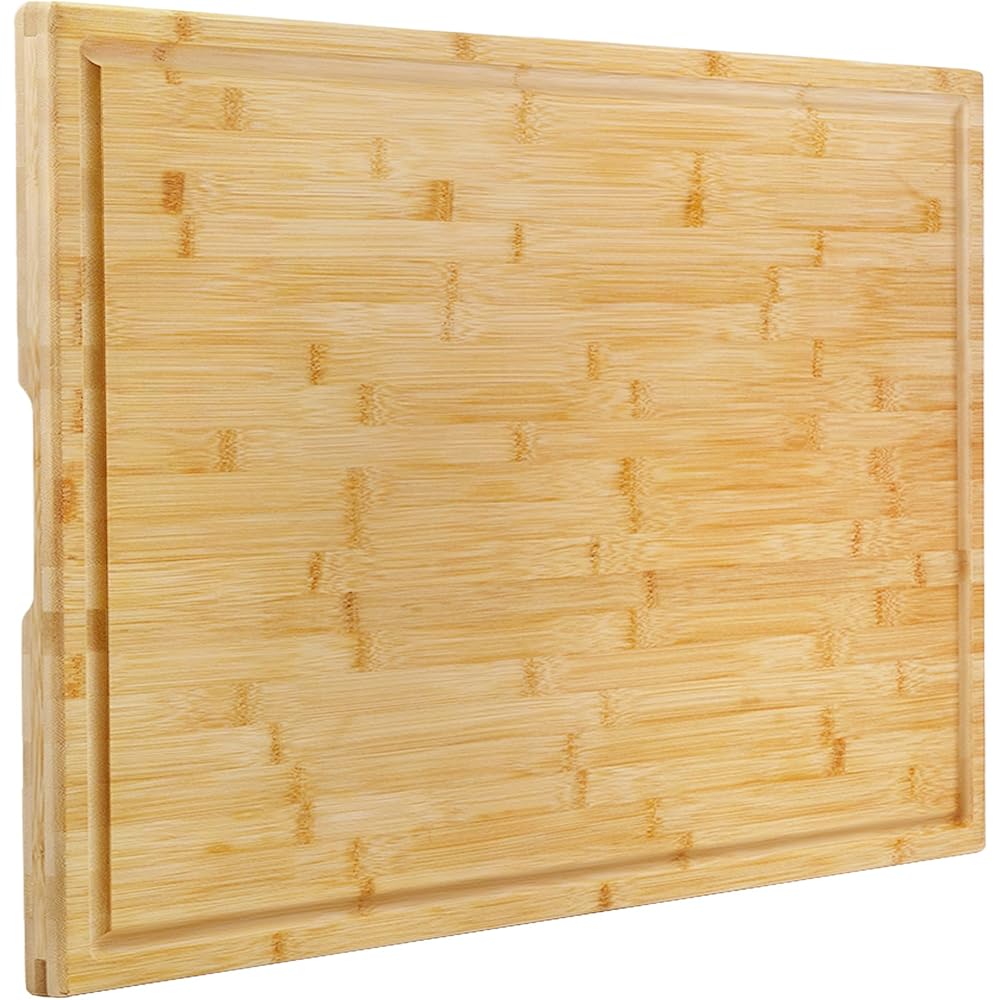 Utoplike Planche à découper extra large de 76.2 x 50.7 x 2.5 cm, planches à découper en bois de bambou pour cuisine, planche à découper XL avec rainures pour jus : Cuisine et Maison