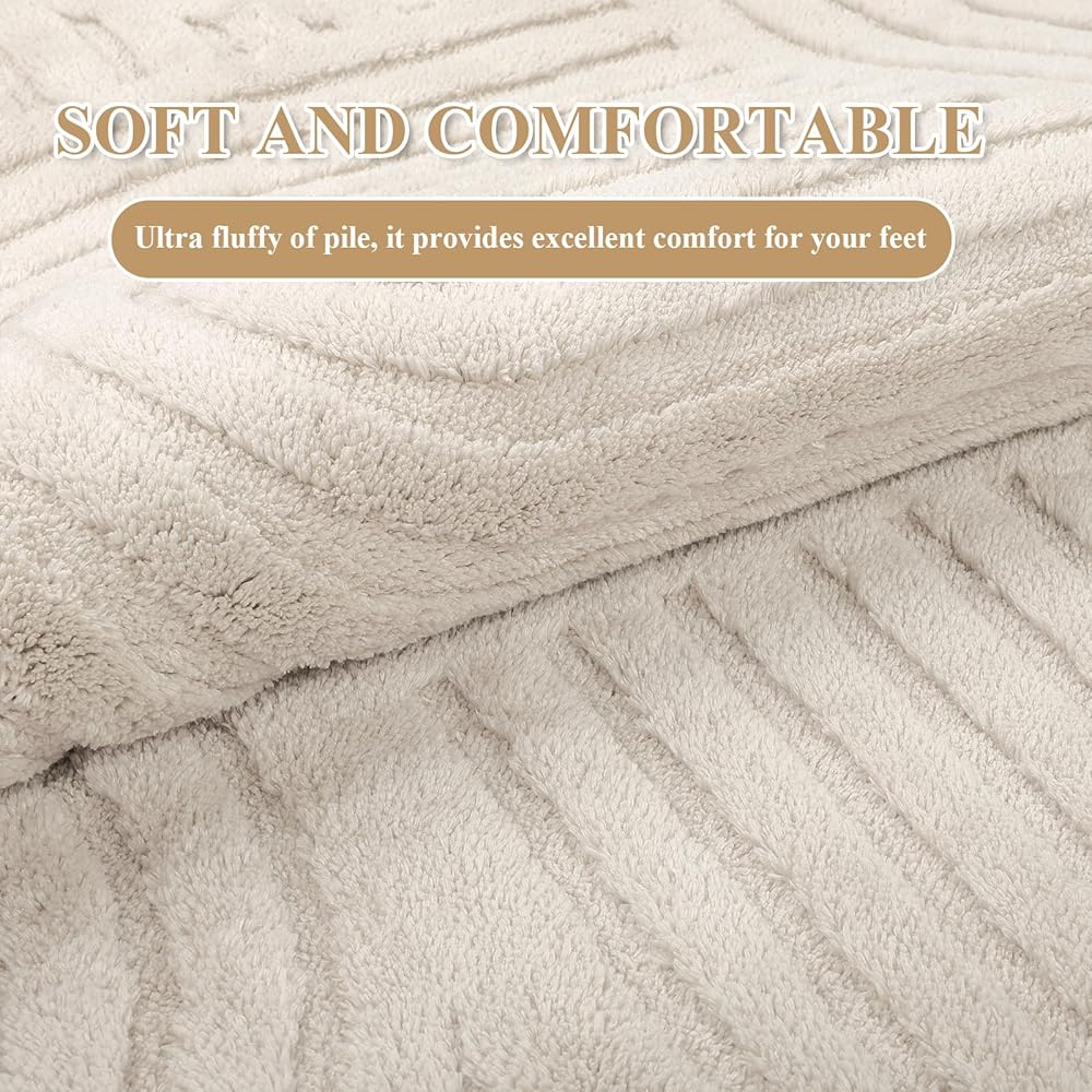 Enyhom Grand tapis moelleux lavable en machine pour salon, salle à manger, salon - Ne perd pas ses poils - Pour chambre à coucher - 140 x 200 cm - Crème : Cuisine et Maison