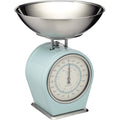 KitchenCraft Living Nostalgia Balance de cuisine mécanique avec bol dans une boîte cadeau, balance en fonte avec support en bois d'acacia, bleu vintage : Cuisine et Maison