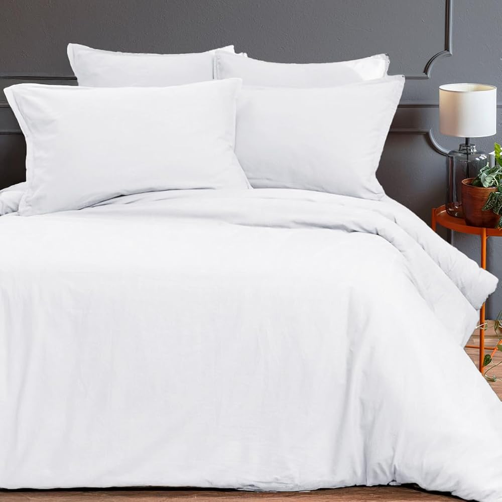 Sensei Maison - Housse de Couette en Coton lavé Biologique ORGANIKA - 240x220 cm - Blanc : Cuisine et Maison