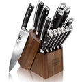 SHAN ZU Ensemble de Couteaux de Cuisine avec Bloc, Set de 14 Couteaux de Chef Allemands Professionnels avec Affûteur Fusil à Aiguiser : Cuisine et Maison