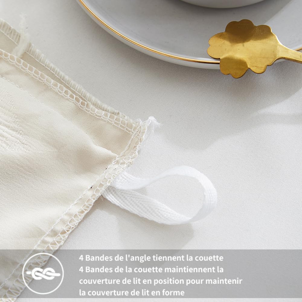 Freyamy Tuftée Parure de lit Bohème Housse de Couette 220x240 Broderie à la Main Parure de lit 2 Personne en Microfibre avec Fermeture Beige Ensemble de literie avec 2 Taie d'oreiller 65 x 65 Filles : Cuisine et Maison