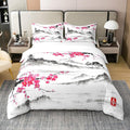Homemissing Fleurs de Cerisier Housse de Couette 100% Coton Style Japonais Literie Set 140x200cm Fleurs de Cerisier Parure de lit Chambre décor Floral Plantes Rose Literie Ensemble 2 pièces : Cuisine et Maison