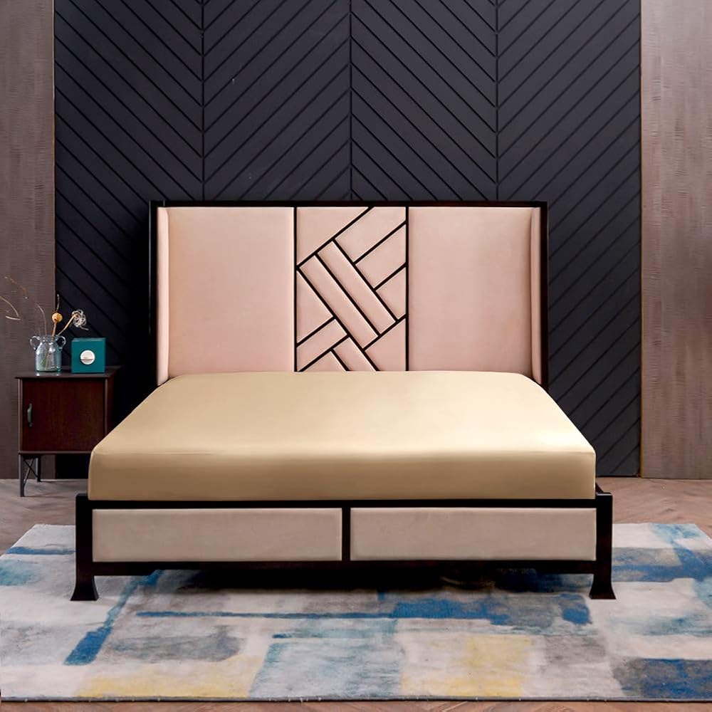 THXSILK Drap-housse en soie - 100 % soie de mûrier - 19 mommes - Avec élastique sur tout le pourtour (160 x 200 + 30 cm, champagne) : Cuisine et Maison