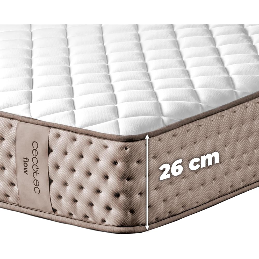 Cecotec Matelas à Mémoire de Forme et à Ressorts Ensachés Flow 6790 Hybrid 140x190 Multicouche, Hauteur 26 cm, Fermeté Élevée, Indépendance des Couches, Respirabilité, Double Face pour Hiver et Été. : Cuisine et Maison