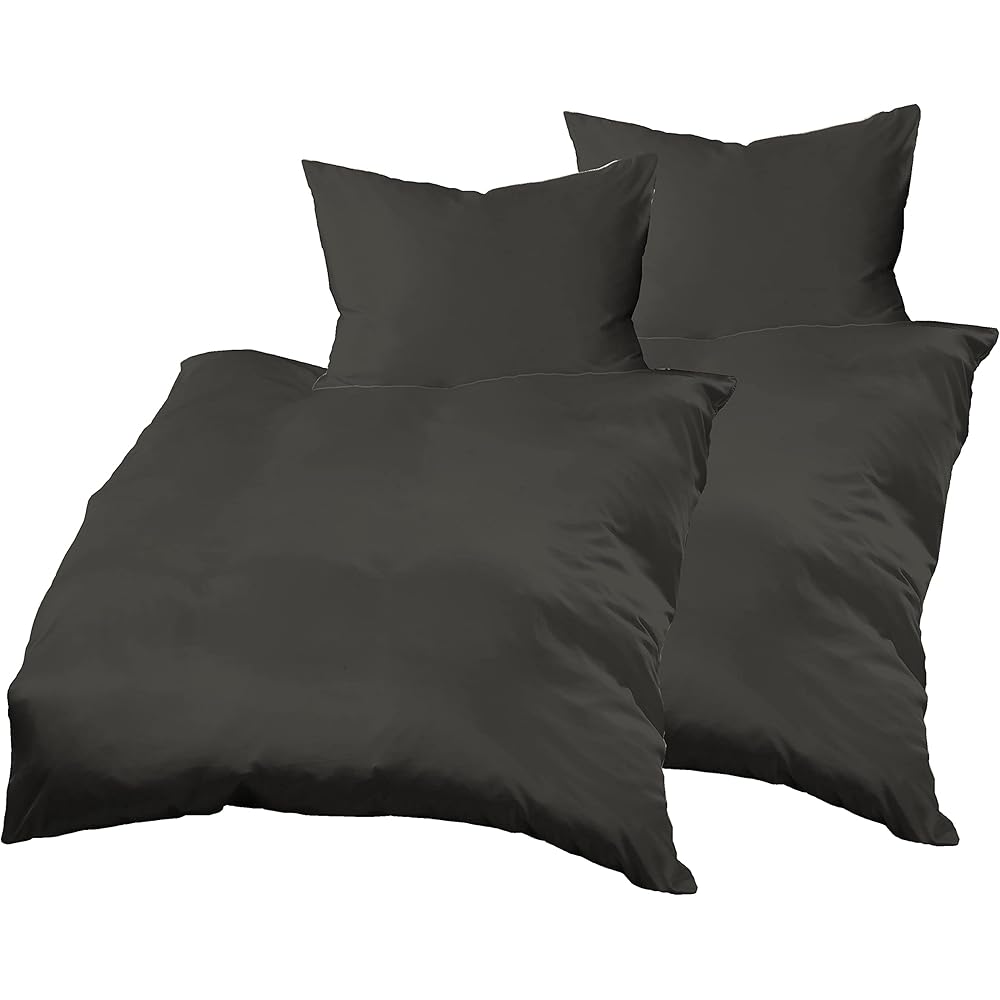Gerald Wittmann 2 Sets - Housse de Couette 1 Personne 2X 140x200 cm + 2X 65x65 cm, Microfibre, Antracite : Cuisine et Maison