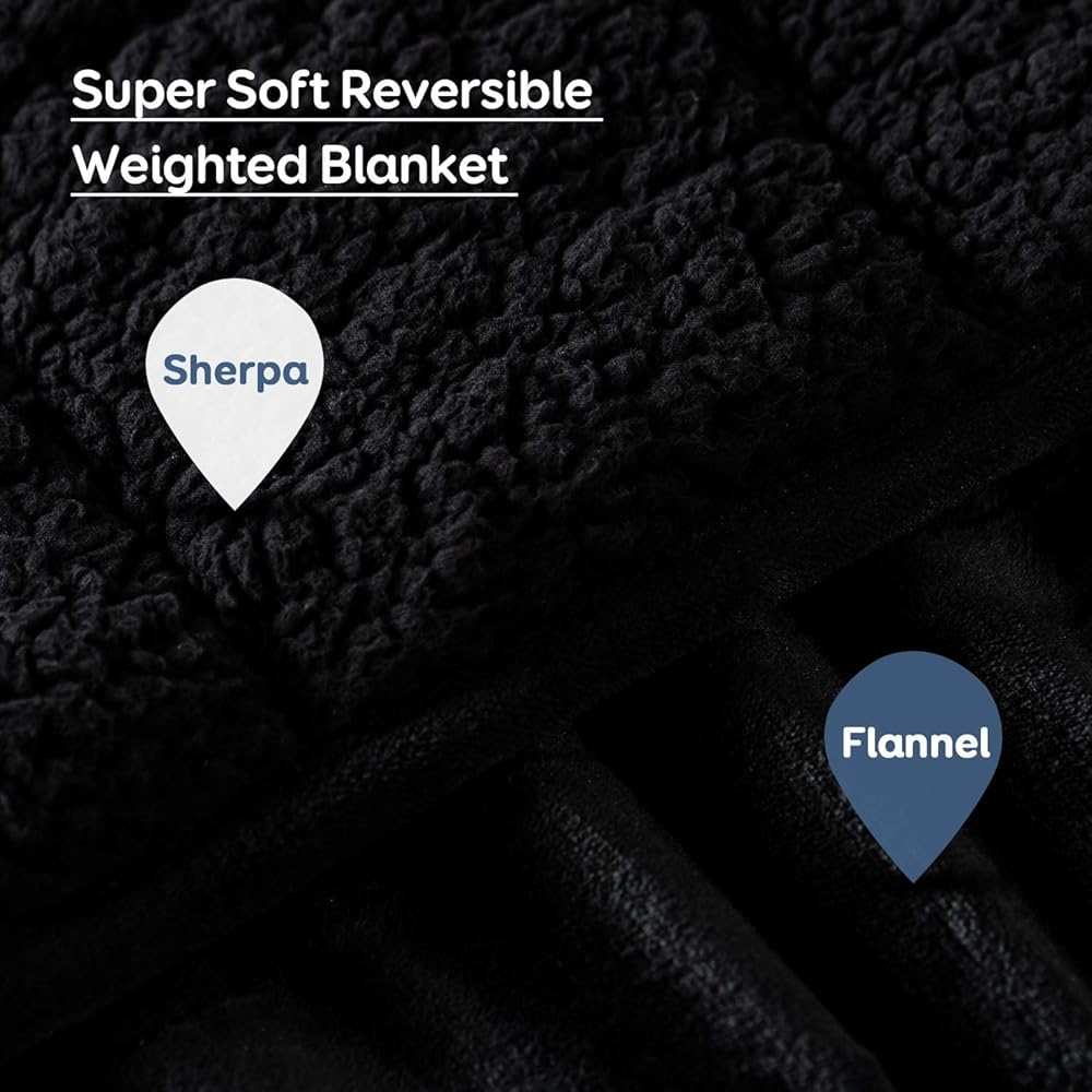 Sivio Couverture lestée pour Adulte - 7 kg - Couverture Lourde en Flanelle Douce réversible - Couverture lestée Extra Chaude et Confortable - 150 x 200 cm - Double Face - Noir : Cuisine et Maison