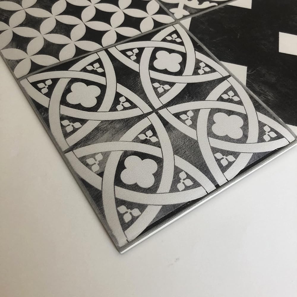 CREARREDA Tapis de Cuisine antidérapant Carreaux de Ciment en Ardoise 240x50 cm Tapis de Protection de Sol en Vinyle 100% fabriqué en Italie, avec Encre Non Toxique, Ignifuge et résistant à l'eau : Cuisine et Maison
