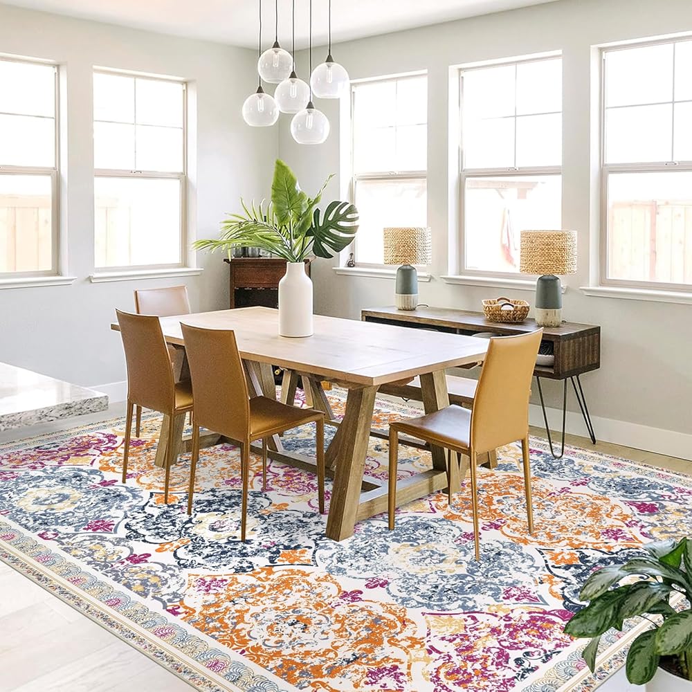 Enyhom Tapis de couloir, extra long, antidérapant, lavable en machine, pour salon, entrée, buanderie (coloré, 160 x 230 cm) : Cuisine et Maison