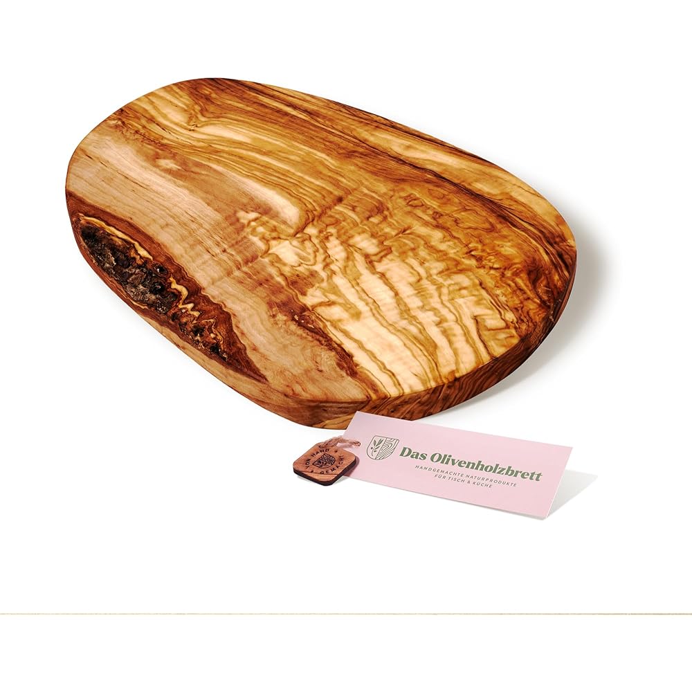 Planche à découper en bois d'olivier en coupe naturel Marron : Cuisine et Maison