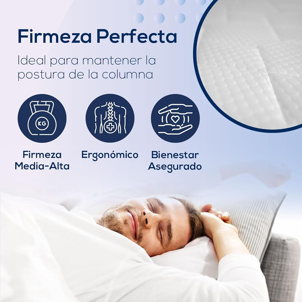 Dreaming Online - Matelas viscoélastique Sena réversible, Ferme et Confortable, fermeté Moyenne-élevée, Face Hiver, Blanc, 150x190 : Cuisine et Maison