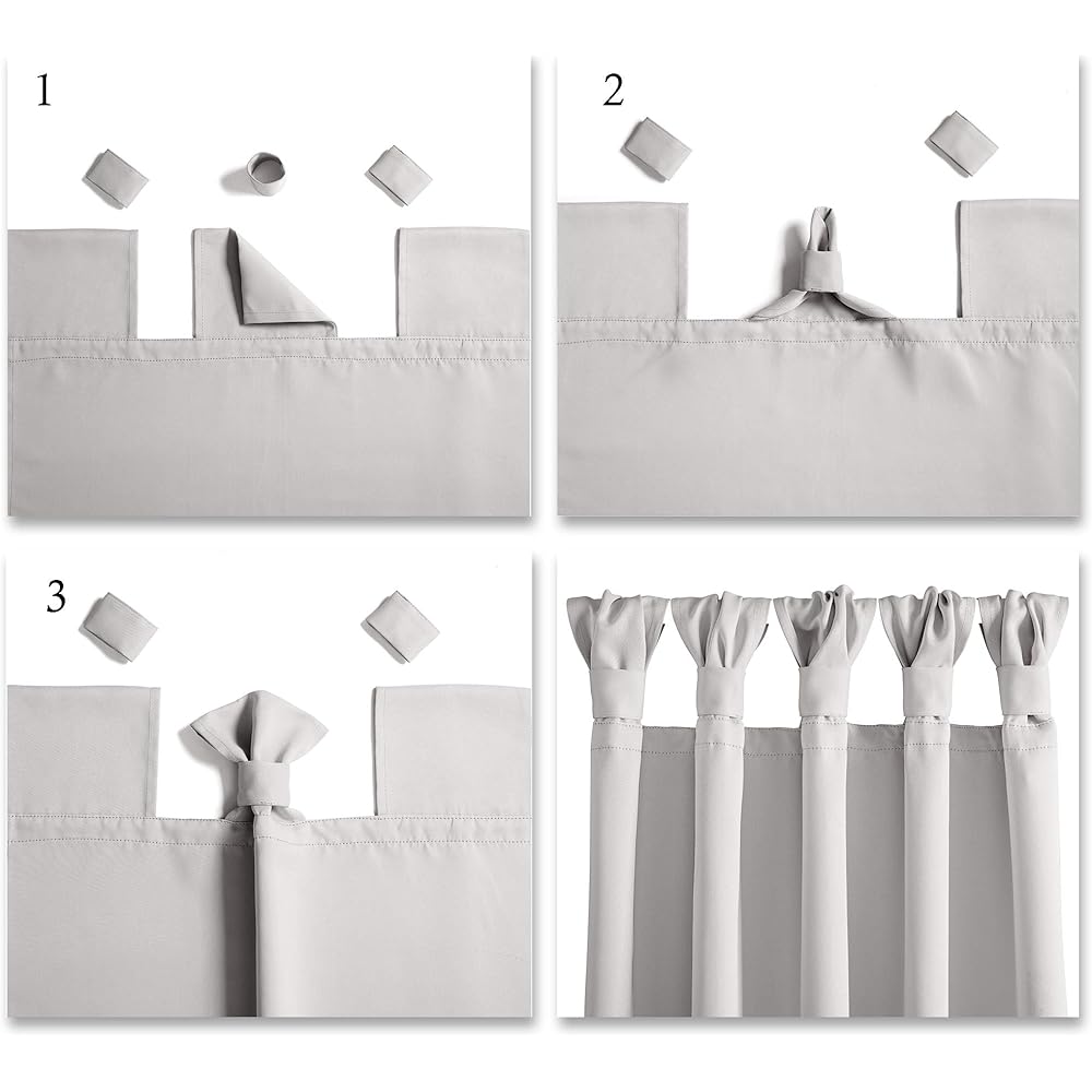 Lush Decor Paire de Rideaux occultants isolants avec languettes nouées sur Le Dessus, 132,1 cm de Large x 241,3 cm de Long, blé – Rideaux occultants Traditionnels et français pour Salon, Chambre à : Cuisine et Maison