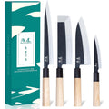 SHANGDAO Ensemble de 4 couteaux de chef de cuisine japonais, ensemble de couteaux à sushi, couteau de cuisine utilitaire Nakiri-Yanagiba-Deba : Cuisine et Maison