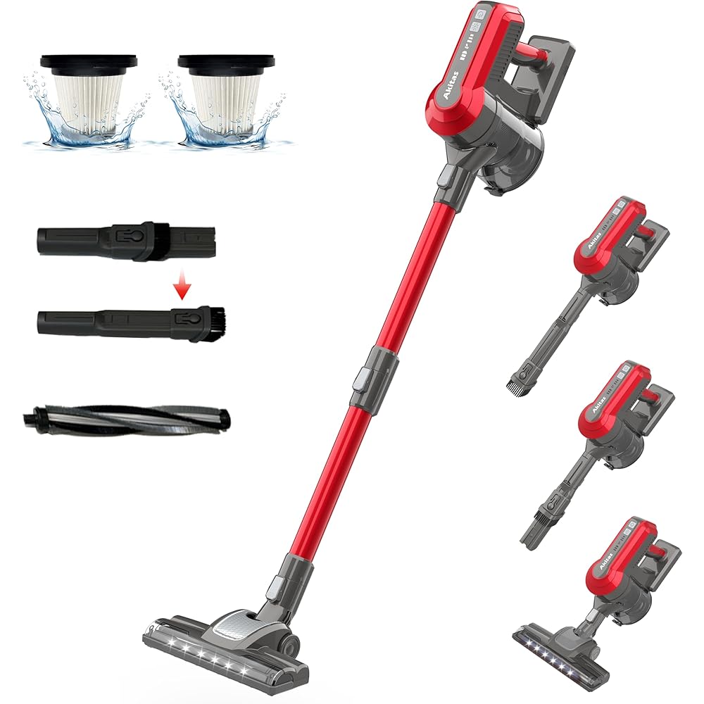 Akitas V10 30V 450W Aspirateur Balai sans Fil – à Main, Léger, Moteur Numérique sans Balais (BLDC), Batterie Lithium Rechargeable, Idéal pour Moquettes et Poils d’Animaux : Cuisine et Maison