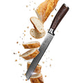 WAKOLI Edib Couteau à pain en Damas I Lame dentelée de 20 cm en acier damassé à 67 couches avec noyau VG10 et manche en bois de pakka I Couteau de cuisine professionnel &amp; couteau damassé : Cuisine et Maison