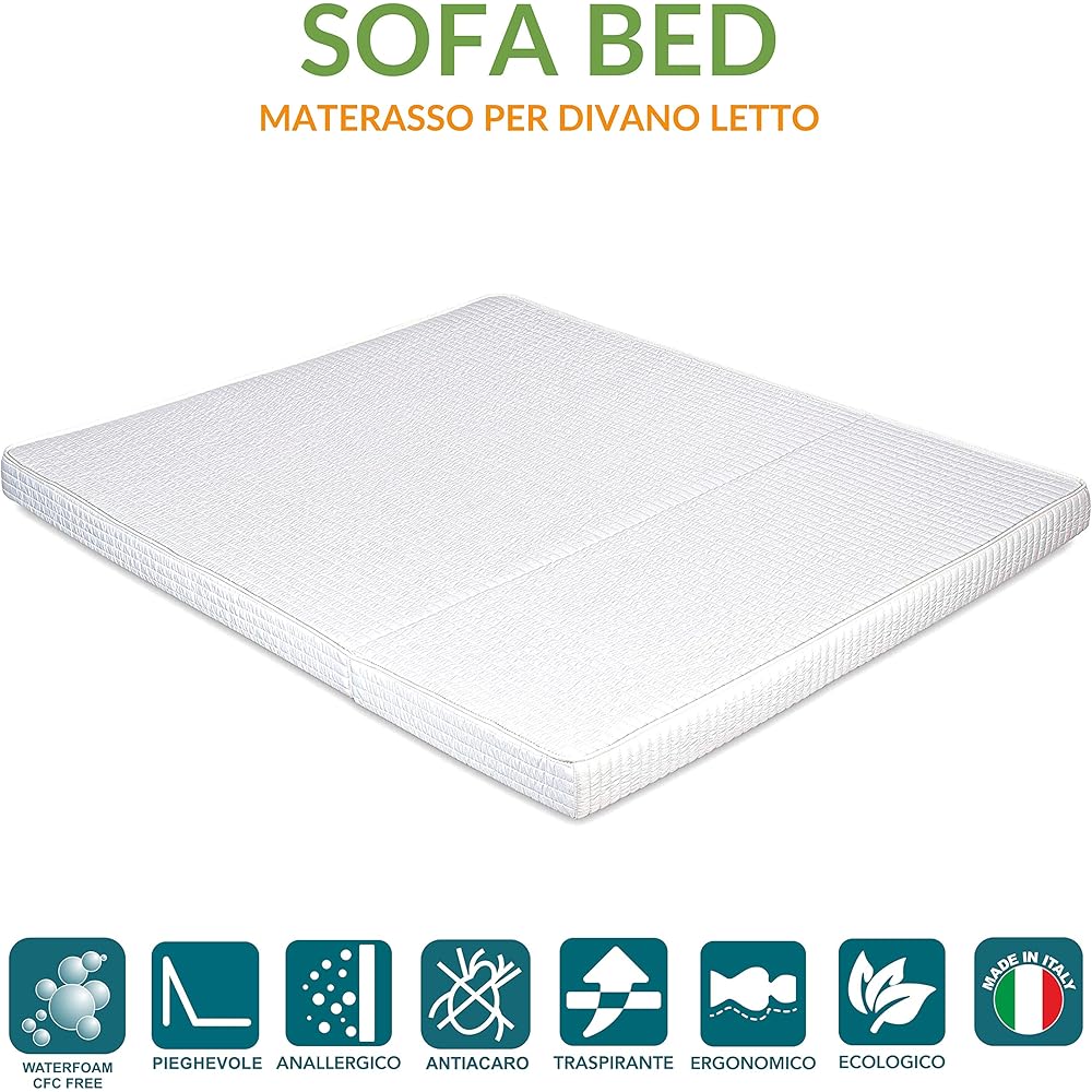 EVERGREENWEB Matelas pour canapé 140x190 cm lit pour Banquette B.Z. 10 cm de Hauteur, revêtement Blanc hypoallergénique, Matelas d'appoint Pliant en Mousse, Bed Sofa : Cuisine et Maison