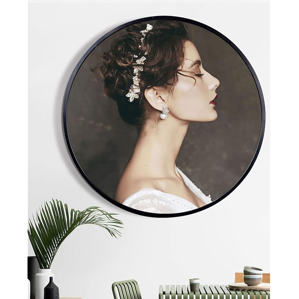 Cadres Photo en Bois, Cadre Photo Rond en Alliage d'aluminium, Cadres Photo Chics for fenêtre en plexiglas de Luxe léger, for décoration Murale (Color : Brushed Gold, Size : Diameter 50cm) : Cuisine et Maison