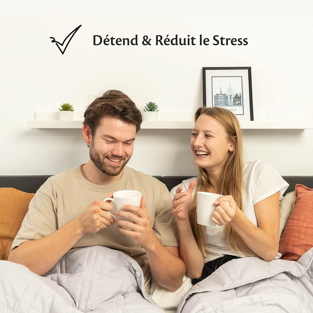 Ella Couverture Lestée Adulte 150x200cm 9kg - Couverture Pondérée Relaxante &amp; Calmante - 7 Couches, Perles de Verre Hypoallergéniques, Couche Externe Coton Doux &amp; Rafraîchissant - Weighted Blanket : Hygiène et Santé
