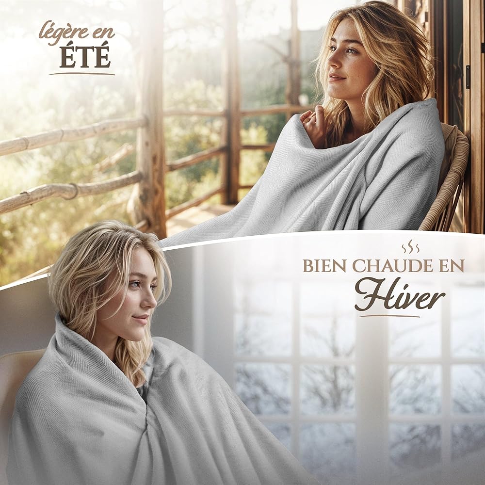 yanopurna Couverture en Cachemire - Couverture de canapé tissée à la Main en 100% Laine de Cachemire - 135 x 270 cm - Couverture Douce et Confortable pour canapé et Chaise - Fabriquée au Népal : Cuisine et Maison