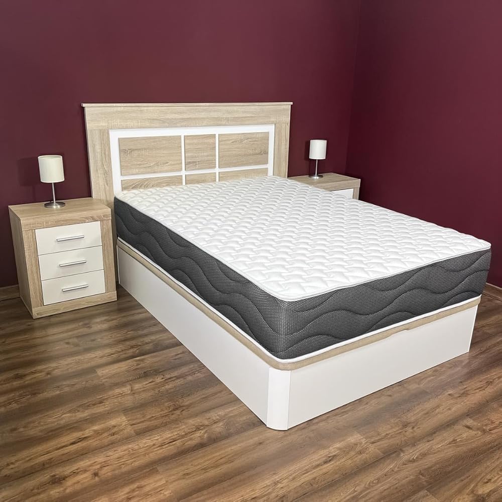 Homey Matelas viscoélastique réversible Sleep Pro (côté Hiver-été) Fermeté-Dureté Moyenne-Haute, épaisseur 25 cm, Memory Foam, Noir/Blanc, 140 x 200 : Cuisine et Maison