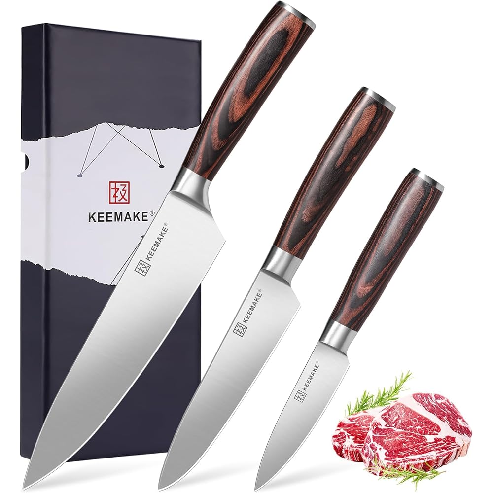 KEEMAKE Couteaux de Cuisine Set Professionnel en Acier Inoxydable, Couteau Cuisine Office Chef Universel Multifonction pour Viande Légume Restaurant : Cuisine et Maison