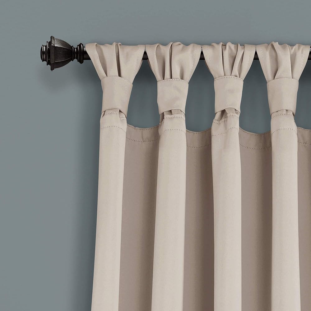 Lush Decor Paire de Rideaux occultants isolants avec languettes nouées sur Le Dessus, 132,1 cm de Large x 241,3 cm de Long, blé – Rideaux occultants Traditionnels et français pour Salon, Chambre à : Cuisine et Maison