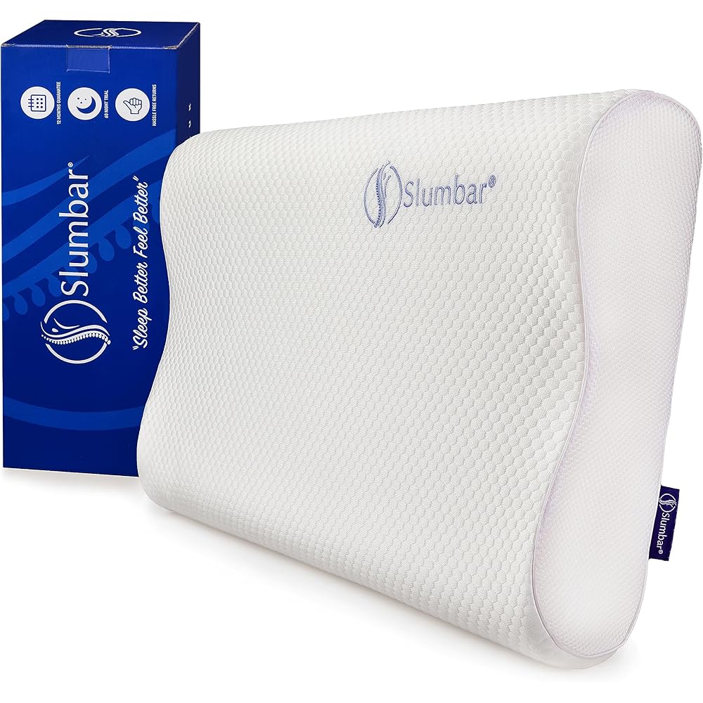 The Slumbar Pillow Oreiller en mousse à mémoire de forme pour soulager les douleurs au cou et aux épaules Soutien orthopédique cervical pour la têtele cou Idéal pour les personnes dormant sur le : Cuisine et Maison