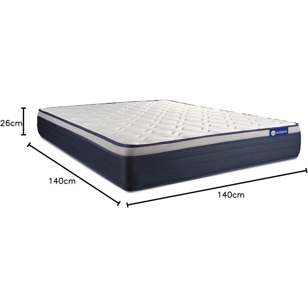 Actisom - Ensemble Matelas+Sommiers 140 x 190 cm - Mousse à Mousse à mémoire de Forme - Matelas pour 2 Personnes- Épaisseur : 26 cmcm - Soutien et Confort : Ferme - Marque Française : Cuisine et Maison