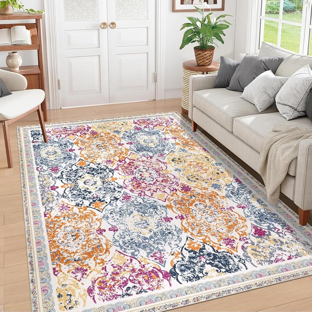 Enyhom Tapis de couloir, extra long, antidérapant, lavable en machine, pour salon, entrée, buanderie (coloré, 160 x 230 cm) : Cuisine et Maison