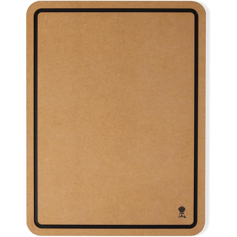 Weber Works - Planche à découper (48 x 36cm), planche à découper réversible pour la préparation et le service, avec rigoles de jus, lavable au lave-vaisselle - Marron/Noir (3400127) : Cuisine et Maison