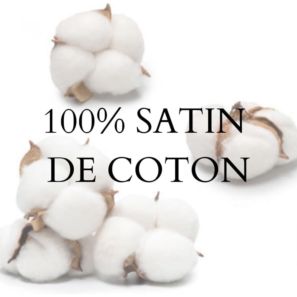 Alpes Blanc Housses de Couette Unies rayées + 2 taies Pur Satin de Coton : Cuisine et Maison