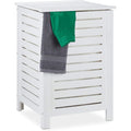 Relaxdays Panier à Linge avec Couvercle, 86 l, Sac Amovible, Bois de pin, Corbeille 65,5x45 cm, Blanc : Cuisine et Maison