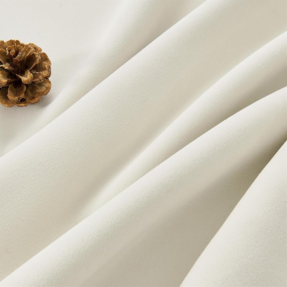 Joydeco Rideau 100% Occultant avec Galon Fronceur pour Thermique, Ivoire L132xH225 cm Lot de 2, Rideaux Velours Dressin Salon Chambre, Lourds 330g/㎡ : Cuisine et Maison