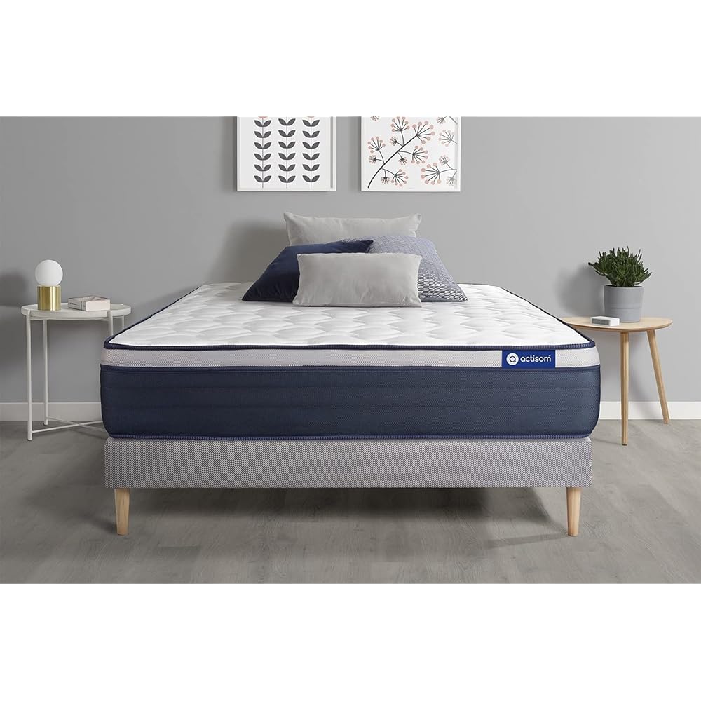 Actisom - Ensemble Matelas+Sommiers 140 x 190 cm - Mousse à Mousse à mémoire de Forme - Matelas pour 2 Personnes- Épaisseur : 26 cmcm - Soutien et Confort : Ferme - Marque Française : Cuisine et Maison