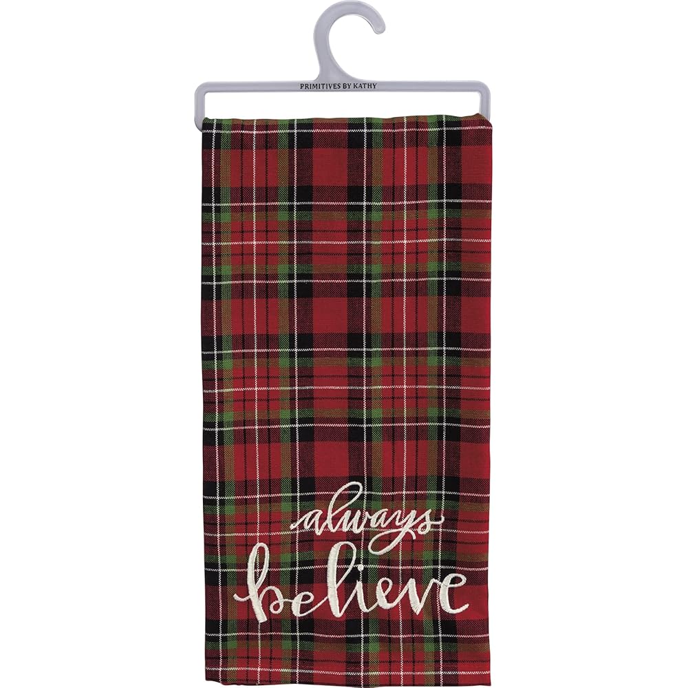 Primitives by Kathy 108416 Always Believe Torchon Serviette de 71,1 cm de hauteur, Multicolore, Coton : Cuisine et Maison