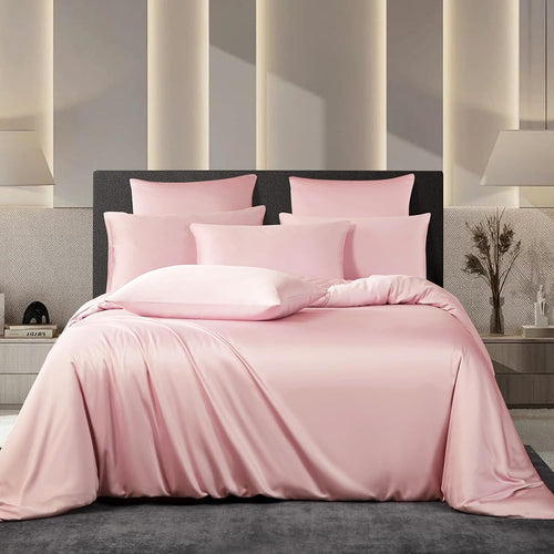 Bambou Housse de Couette 220x240 Rose Parure de lit 220x240 Adulte 2 Personnes Cool Tencel Lyocell Linge de lit Soie Lisse Soyeux Brillant Deluxe Housse de Couette Naturel Bambou avec Fermeture Éclair : Cuisine et Maison