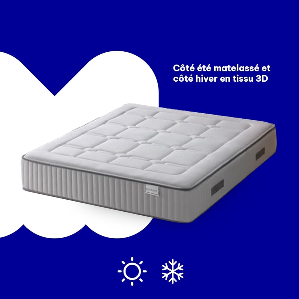 Moisury Matelas à Ressorts Ensachés Aissa - Fermeté Moyenne - Hauteur: 25 cm - 140 x 190 cm - Double Face - Fraîcheur et adaptabilité maximales : Cuisine et Maison