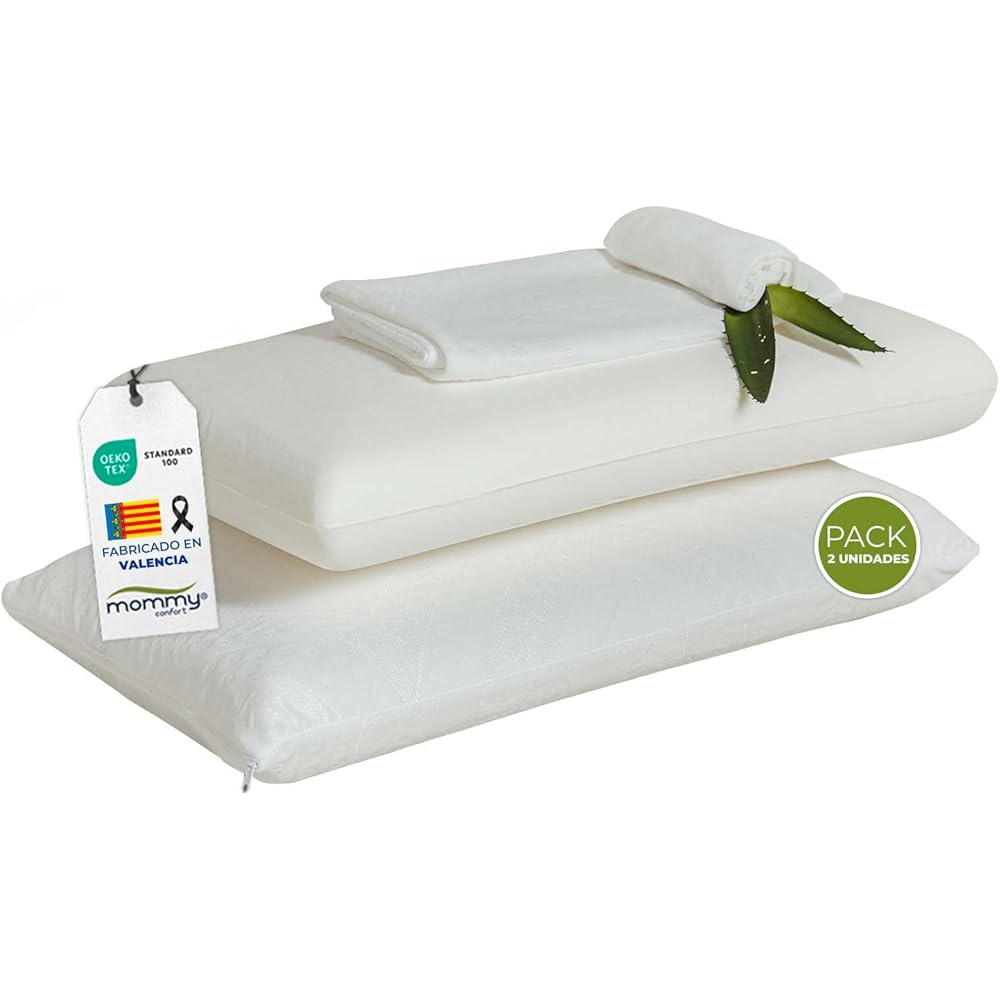 MOMMY CONFORT - Oreiller Memoire Forme 75 cm Lot de 2 - Oreiller Ergonomique Cervical - Housse lavable et déhoussable, Coussin Orthopédique, Coussin Memoire Forme 100% Viscoelastique, Fabriqué Espagne : Cuisine et Maison