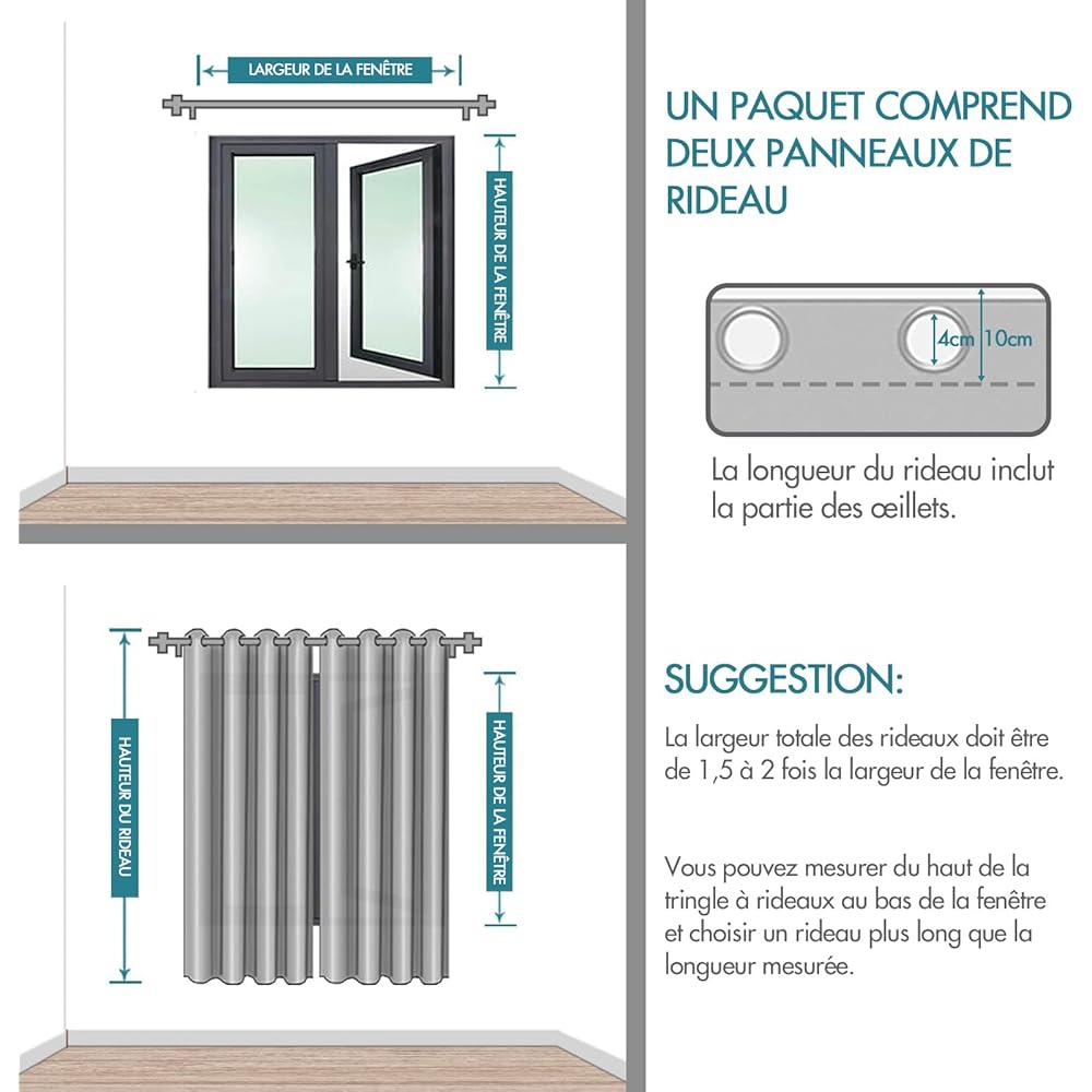 MIULEE Rideau Grande Largeur Rideaux 200x245 CM (L x H), Lot de 2 Rideau Occultant Thermiques Isolant Panneaux Intérieurs, Beige Rideaux Anti Chaleur Fenetre à Oeillets pour Maison Salon Chambre : Cuisine et Maison