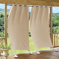 PONY DANCE Rideau pour Pergola - Rideaux d'Extérieur Contre Vent Occultant Thermique Imperméable pour Patio Terrasse Chambre Maison Douche de Piscine, 2 Pcs, 132cm x 243, Jaune Beige : Jardin